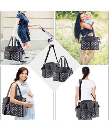 Homlynn Baby Nappy Changing Tote Bag Satchel Messenger Travel Diaper Weekender Bag w/Pram Straps 12 Pockets Large Storage Space for All Baby Accessories(Classic Grey) Dark Grey - Buy Online on GoSupps.com