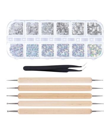 1440 pieces of crystal road stones 1440 pieces nail Gems from flatback street stones |Nail road stones in several sizes with tweezers and picking rhinestones
