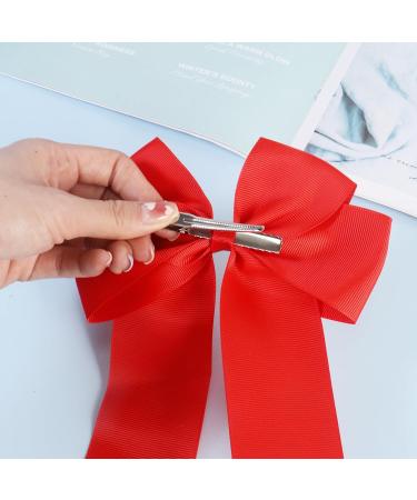 2 Pack 6 inch Bow Hair Clips Large Hair Bow Hair Barrette Clips for Women Girls Red Hair Bows - Buy Online on GoSupps.com
