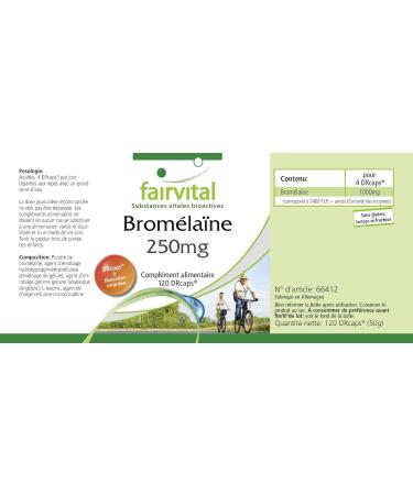 Fairvital | Bromelain 250mg VEGAN - Highly dosed - 1000mg per daily dose - 120 DRCaps - 600 FIP - pineapple enzyme - Buy Online on GoSupps.com