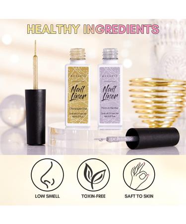 Makartt Liner Gel Nail Polish 2 Colors Glitter Silver Golden Gel Nail Art Paint Soak Off UV Curing Built in Thin Nail Brush DIY Art Design Home & Nail Salon Manicure Drawing Kit 2 Colors Glitter Collection 8 ml-(Pack of Two) - Buy Online on GoSupps.com