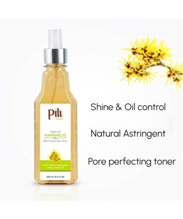 PILI Witch Hazel Facial Toner - Control Oil & Shine Natural Astringent for Acne-Prone Skin 8.4 oz - Buy Online on GoSupps.com