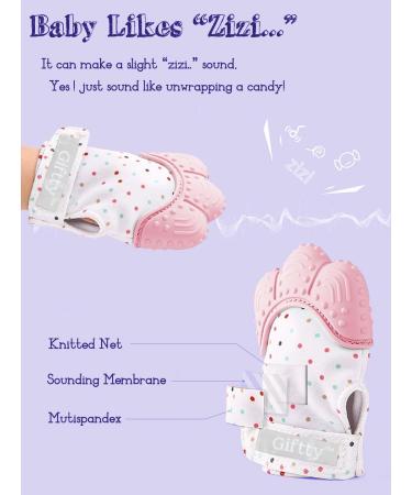 Baby Teething Mittens - Self-Soothing Pain Relief Toy for 3-12 Months Baby - Prevent Scratches Protection Glove - Pink (1 Pair) - Buy Online on GoSupps.com