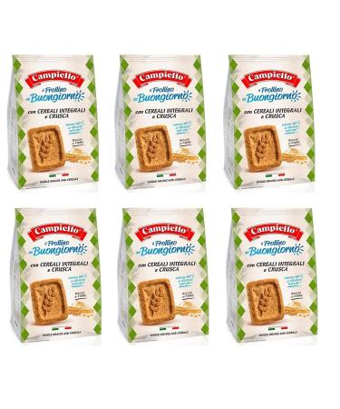 Campiello 6 x Campiello i Biscotti del Buongiorno Frollini Integrali con cereali e brasca biscuits with whole grains and its 700 g biscuits cookies 100% Italian biscuits