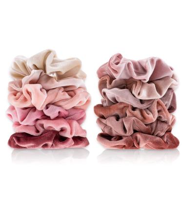 Whaline 12Pcs Blush Theme Velvet Hair Scrunchies for Women - Pink Elastic Hair Bands for Women & Teenage Girls - Buy Online on GoSupps.com