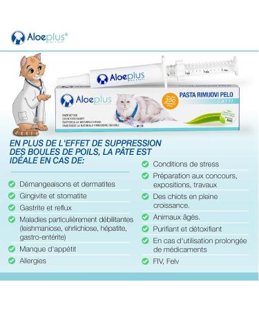 ALOEPLUS Anti-Hairball Oral Paste 15ml - Paste for Cats Against Hairballs Prevents and Eliminates Balls Energetic and Detoxifying Food Supplement with Organic Aloe Arborescens - Buy Online on GoSupps.com