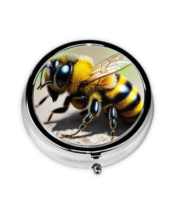 Cute Little Beeround Pill Box 3 Compartment Round Pill Box Organizer Portable Travel Pill Box for Traveling.