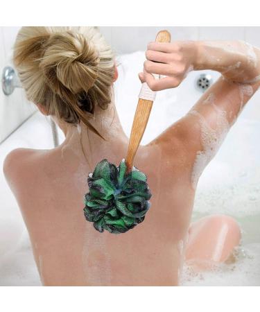 Premium Luffa Back Scrubber with Bamboo Charcoal | Exfoliating Loofah for Men & Women | 2 Long Handle Bath Sponges for Ultimate Shower Experience - Buy Online on GoSupps.com