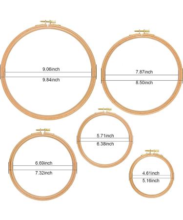 Beech Wood Embroidery Hoop Set - 5pc 5-9 Inch Round Cross Stitch Hoops for Art, Craft, Sewing | Wooden Embroidery Hoops for Hanging - Buy Online on GoSupps.com