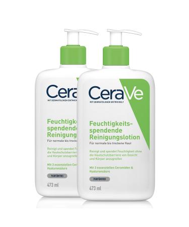 Cerave moisturizing cleaning lotion for the face and body normal to dry skin with hyaluron and 3 essential ceramids 2 x 473ml 946 ml (1 Pack) - Buy Online on GoSupps.com