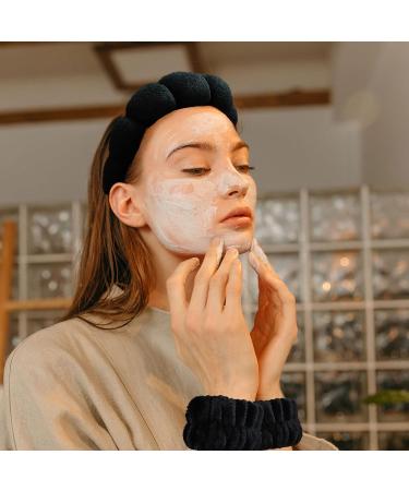 ZZGC Spa Headband Set for Women - Makeup Headband with Wrist Washband, Sponge & Terry Towel Cloth - Black - Buy Online on GoSupps.com