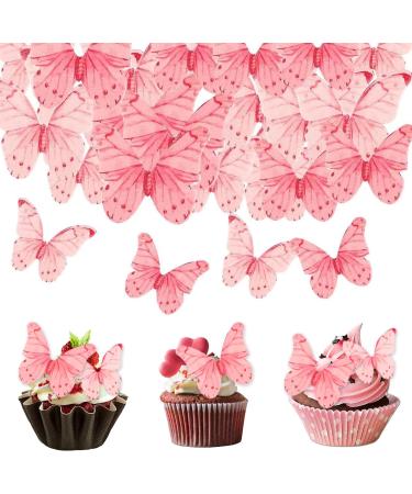 40 Pcs Pink Butterfly Cupcake Decoration Butterfly Edible Wafer Cupcake Toppers 3D Edible Butterfly Cake Topper Party Wedding Anniversary Birthday Party Cupcake Decoration - Buy Online on GoSupps.com