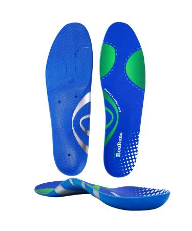 RooRuns Arch Support Plantar Fasciitis Insoles for Men and Women PU Shock Absorption Low Profile Work Boots Orthotic Inserts for Flat Feet Overpronation Foot Heel Pain Relief XS XS: (Women's 5-6.5 | Men's 4-5.5) 9.45 Inch