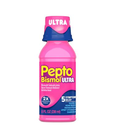 Pepto Bismol Liquid Ultra for Nausea, Heartburn, Indigestion, Upset Stomach, and Diarrhea - 5 Symptom Fast Relief, Original Flavor 8 oz