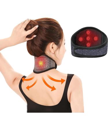 Xinchi neck support Self -heated neck bandage neck pain neck ruff with Velcro fastener breathable -active collar support ergonomics adjustable neck collar for women men black