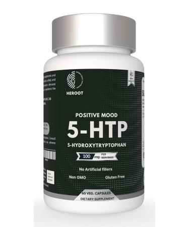 5-HTP 200mg, 60 Vegetarian Capsules (5-Hydroxytryptophan) - Non-GMO & Gluten Free Mood Support Vitamins for Women and Men 60 Count (Pack of 1)
