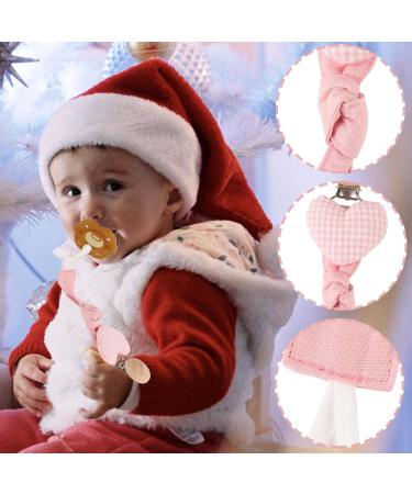 Buy 2-Piece Baby Pacifier Chain - Heart & Star Pattern Pacifier Strap with Wooden Clip & Storage Bag - Perfect Gift for Newborn Girls in Pink - Buy Online on GoSupps.com