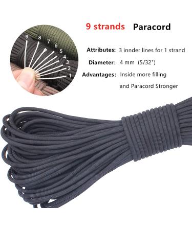 GeGeDa Paracord 9 Core 550 Camping Rope 100FT - Black - Buy Online on GoSupps.com