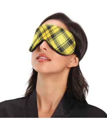 WELLDAY Yellow and Black Tartan Plaid Sleep Mask - Adjustable Strap for Men and Women - Buy Online on GoSupps.com