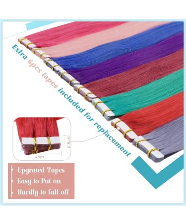 RUNATURE 12 Inch Red Tape Human Hair Extensions - Highlighted 20g Tape-in Extensions - Buy Online on GoSupps.com