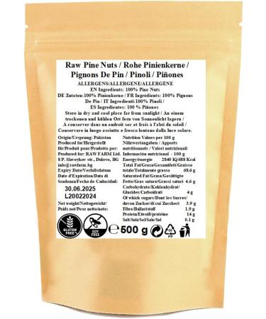 500 g Raw Pine Nuts Wholegrain Gluten free Soya free - Buy Online on GoSupps.com