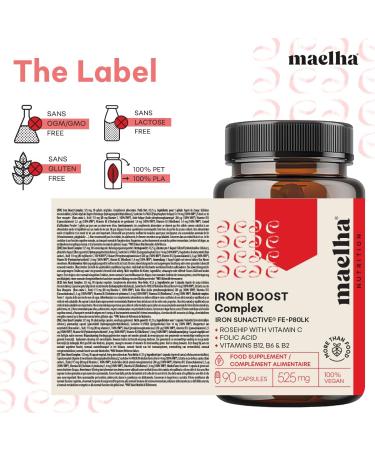 SunActive Iron Dietary Supplement Fe-P80LK Rosehip Complex with Vitamin C Folic Acid Vitamins B12 B6 and B2 90 Capsules - Buy Online on GoSupps.com