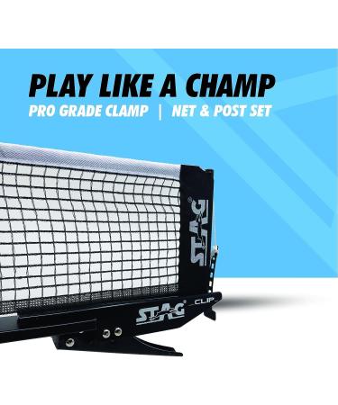 Stag Clipper On Professional Grade Table Tennis Net & Post Set - Easy Setup, Spring Clamp, Indoor/Outdoor Snap-On Ping Pong Net Post (Alloy Steel) - Buy Online on GoSupps.com