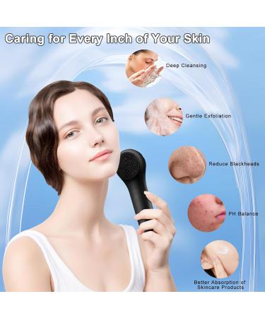 Silicone Face Scrubber Exfoliator | Waterproof Rechargeable Facial Cleaner for Deep Cleansing & Massage - Ideal for Men & Women (Black - Buy Online on GoSupps.com