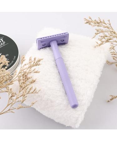 Kinghood Double Edge Safety Razor for Men & Women - Eco Friendly & Zero Waste Reusable Razor with Metal Handle and 10 Blades (Light Purple) - Buy Online on GoSupps.com