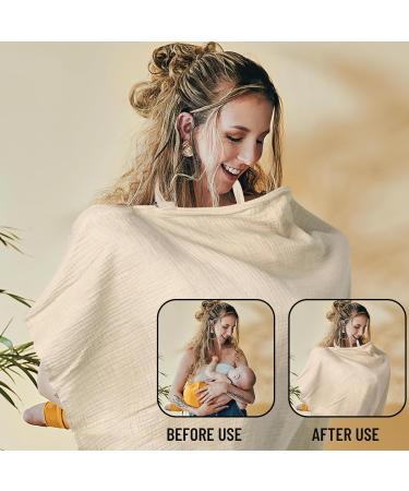 Zoneyan Musselin Still Towel - Soft & Breathable Cotton Breastfeeding Support for Moms & Babies (Khaki) - Perfect for On-the-Go - Buy Online on GoSupps.com