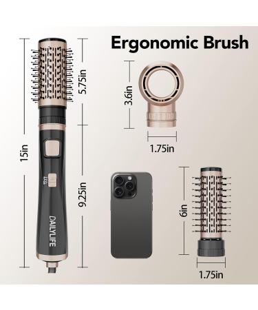 DAILYLIFE 3-in-1 Blow Dryer Brush - Ionic Hot Air Spin Brush Set for Smooth Frizz-Free Styling | 3 Temperature Settings Oval & Round Brushes International Shipping Available - Buy Online on GoSupps.com