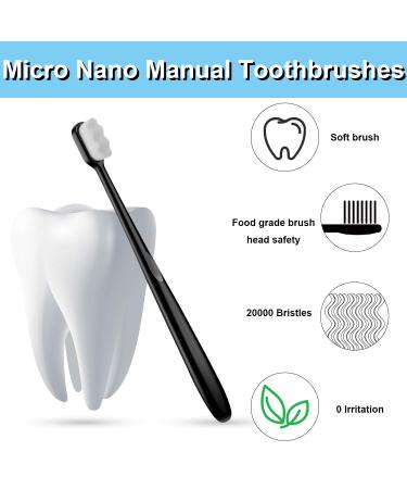 8-Piece Soft Nano Toothbrush Set for Gentle Oral Care - Extra Soft Bristles for Adults, Kids, and Gum Recession Relief (Black & White) - Buy Online on GoSupps.com