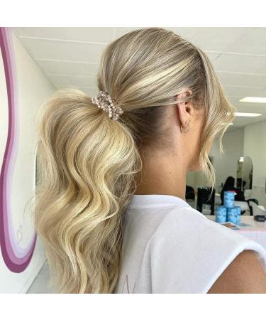 Brinie Pearl Pink Rhinestone Hair Ties - Pack of 3 | Elastic Ponytail Holder for Women and Girls | Stretchy Hair Bands and Accessories - Buy Online on GoSupps.com