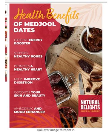 Natural Delights Medjool Dates - Large & Plump Whole Dates, Non-GMO Verified, 8 oz Container - Buy Online on GoSupps.com
