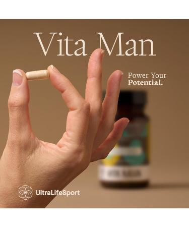 Ultra Life Sport - VITA Man Premium Men's Multivitamin - 30 Capsule Daily Vitamins for Men with Vitamin E K2 MK-7 and B Vitamins for Maximum Absorption - 100% Vegan Organic Non-GMO Gluten Free - Buy Online on GoSupps.com