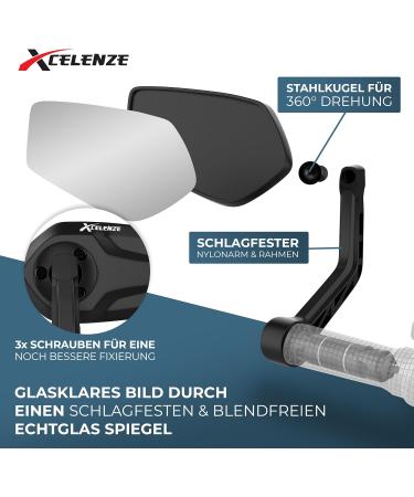 Xcel Rim Extra Large Bicycle Mirror - Impact-Resistant Real Glass for E-Bikes | Left Handlebar Mount | Best Rearview Solution - Buy Online on GoSupps.com