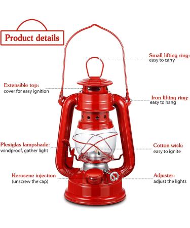 8 Inch Small Red Kerosene Hurricane Lantern Set - Perfect for Christmas Decor, Camping, and Emergency Use (4-Pack) - Buy Online on GoSupps.com