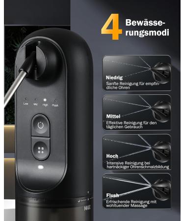 Hommie Ear Wax Remover Rechargeable Electric Ear Cleaner with 4 Modes IPX7 Waterproof Foldable Nozzle & 4 Replacement Tips International Shipping Available - Buy Online on GoSupps.com