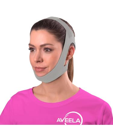 Gray Anti-Snoring Chin Strap for CPAP Users | Chin Strap to Keep Mouth Closed | Adjustable Premium Snore Stopper Head Strap for Men and Women | Itch-Free Material for Uninterrupted Sleep
