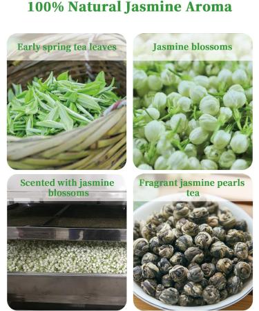 Jasmine Pearls Green Tea - Handrolled Loose Leaf with Natural Aroma - 114g/4oz - Buy Online on GoSupps.com