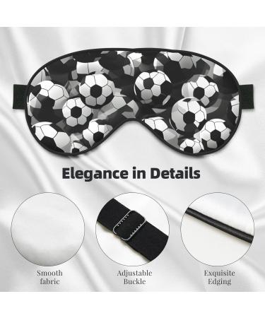 Black & White Soccer Ball Eye Mask | Soft Imitation Silk Adjustable Night Blindfold 4x7.9 in - Perfect for Sleep & Travel - Buy Online on GoSupps.com