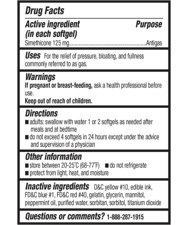 Gas Relief Softgels with Simethicone 125 mg Extra Strength Bloating & Discomfort Relief 72 Count + Create Sticker - Buy Online on GoSupps.com