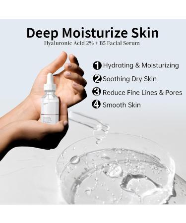 Hyaluronic Acid 2% + B5 Facial Serum 30ML Moisturizing Hyaluronic Acid Serum For Face 1 Floz Hyaluronic Acid Face Serum For Women. - Buy Online on GoSupps.com
