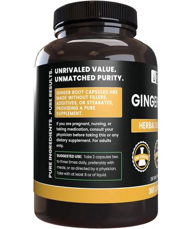 Pure Ginger Root Capsules - 365 Count | No Magnesium or Rice Fillers | Lab Verified | Original Ingredients | Pack of 1 - Buy Online on GoSupps.com
