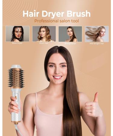 4-in-1 Hot Air Hair Dryer Brush - Negative Ion Styler for Drying, Straightening, Volumizing - Lightweight One-Step Hairdryer & Volumizer - White - Buy Online on GoSupps.com