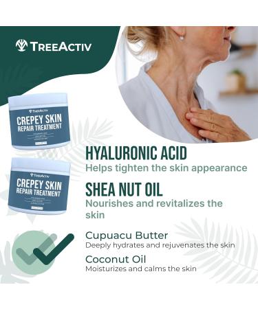 TreeActiv Crepey Skin Repair Treatment - Firming Cream with Hyaluronic Acid for Face & Neck | 8 fl oz | Moisturizing Lotion for Dry Crepey Skin - Buy Online on GoSupps.com