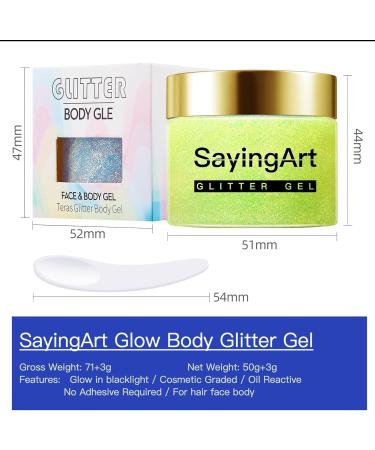 Buy Neon Gold/Yellow Face Body Glitter Gel - Shimmering Glow Gel for Parties & Raves | SayingArt - Perfect Gift for Women - Buy Online on GoSupps.com
