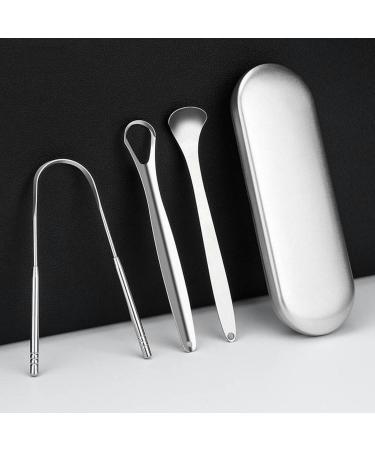 WILsem Stainless Steel Tongue Scraper | Tongue Cleaning Tool for Bad Breath | Includes Storage Box | Silver | International Shipping Available - Buy Online on GoSupps.com