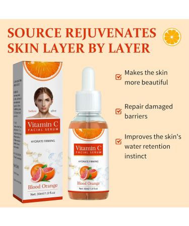 Vitamin C Serum For Face Serum 10% Fresh Vitamin C + 5% Sweet Orange Extract with Hyaluronic Acid For Face Hydrate Skin & Even Skin Tone Anti Aging & Wrinkle Face Serum for Women - Buy Online on GoSupps.com