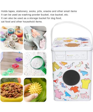 Laundry Tin Container with Lid Perspective Window Large Capacity Washing Machine Appearance Powder Detergent Container for Storage - Buy Online on GoSupps.com